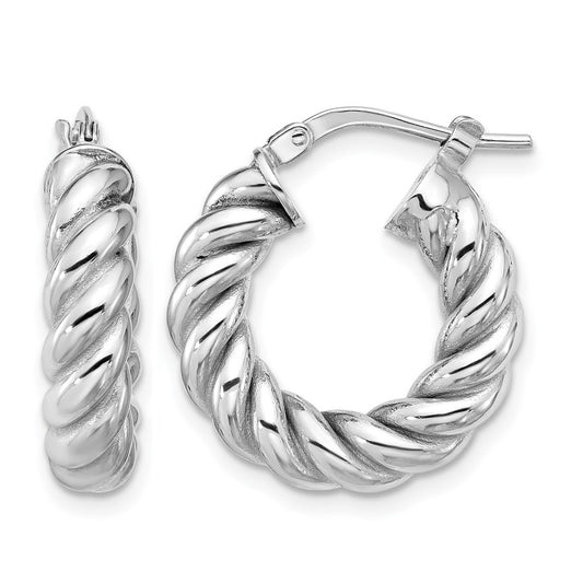 Polished/Twisted Round Hoop Earrings - 2.71-2.83g