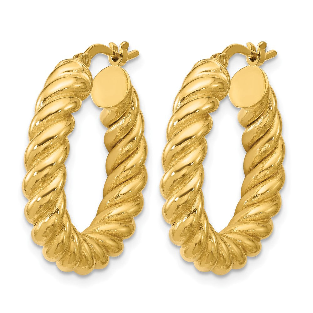 Polished/Twisted Round Hoop Earrings - 3.32-3.44g