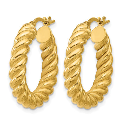 Polished/Twisted Round Hoop Earrings - 3.32-3.44g