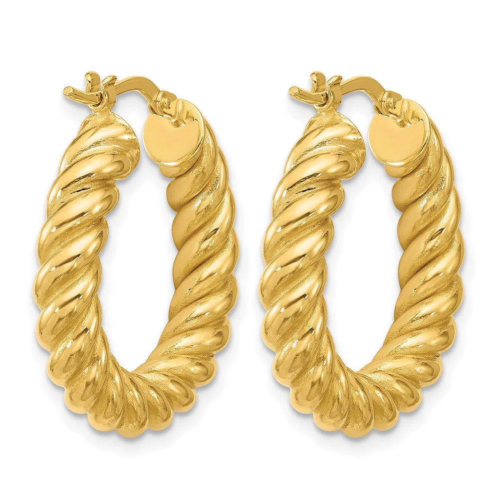 Polished/Twisted Round Hoop Earrings - 3.32-3.44g