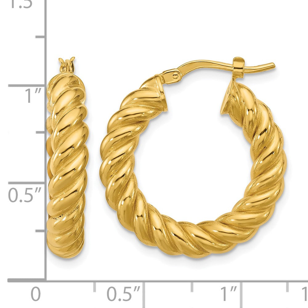 Polished/Twisted Round Hoop Earrings - 3.32-3.44g