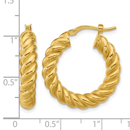 Polished/Twisted Round Hoop Earrings - 3.32-3.44g