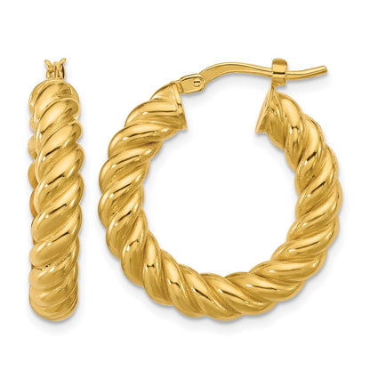 Polished/Twisted Round Hoop Earrings - 3.32-3.44g