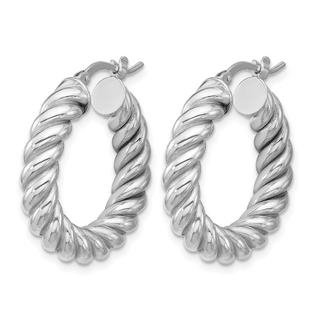 Polished/Twisted Round Hoop Earrings - 3.32-3.44g