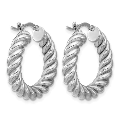 Polished/Twisted Round Hoop Earrings - 3.32-3.44g