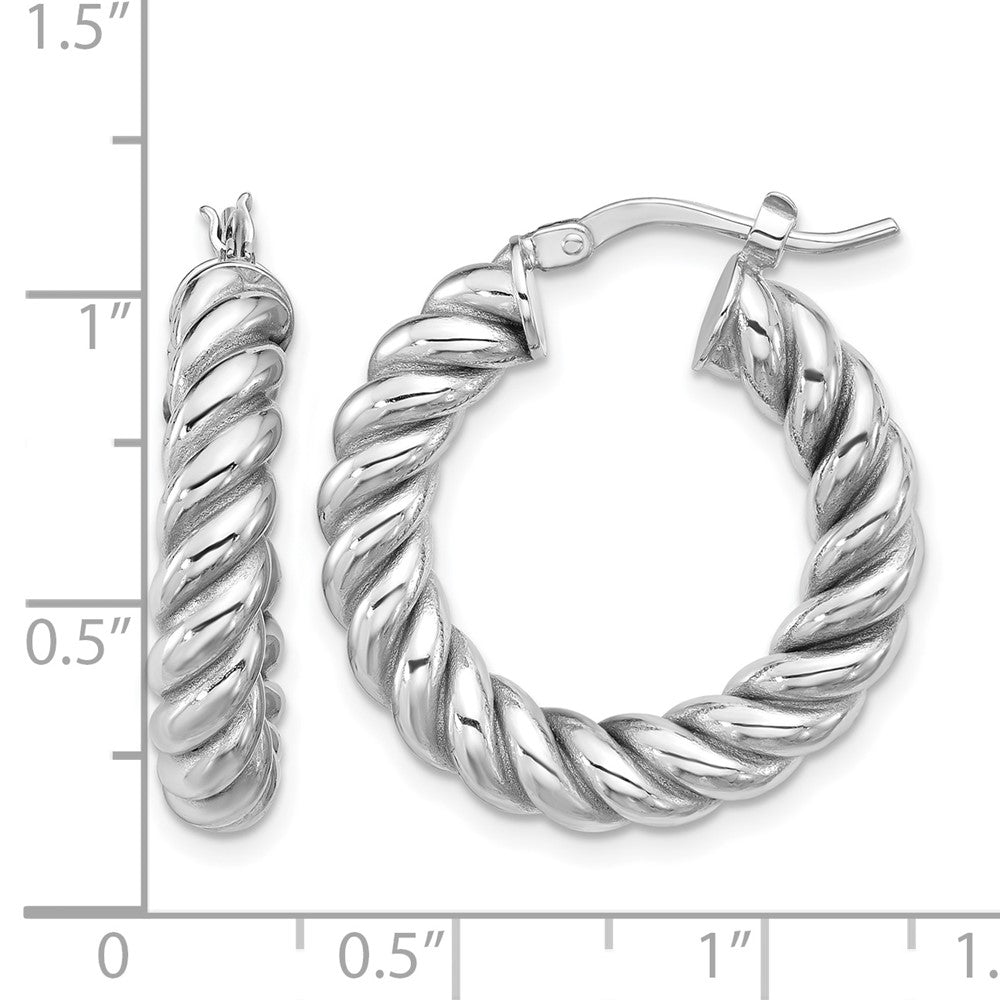 Polished/Twisted Round Hoop Earrings - 3.32-3.44g