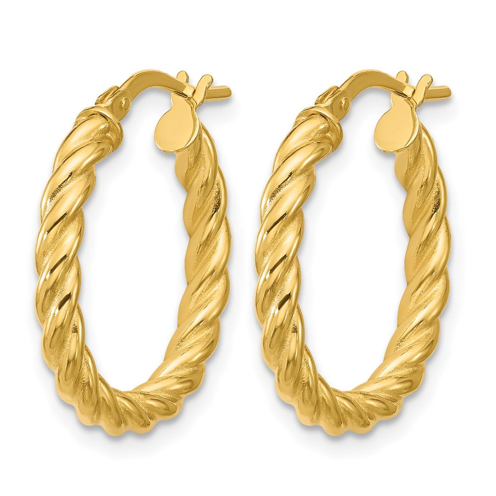 Polished/Twisted Round Hoop Earrings - 3mm