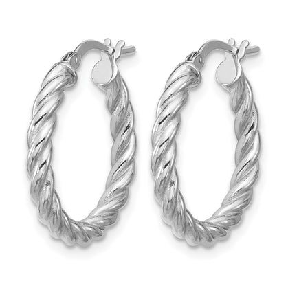 Polished/Twisted Round Hoop Earrings - 3mm