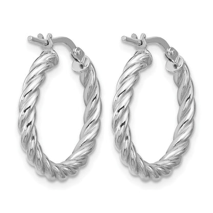 Polished/Twisted Round Hoop Earrings - 3mm