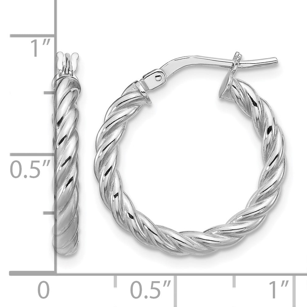 Polished/Twisted Round Hoop Earrings - 3mm