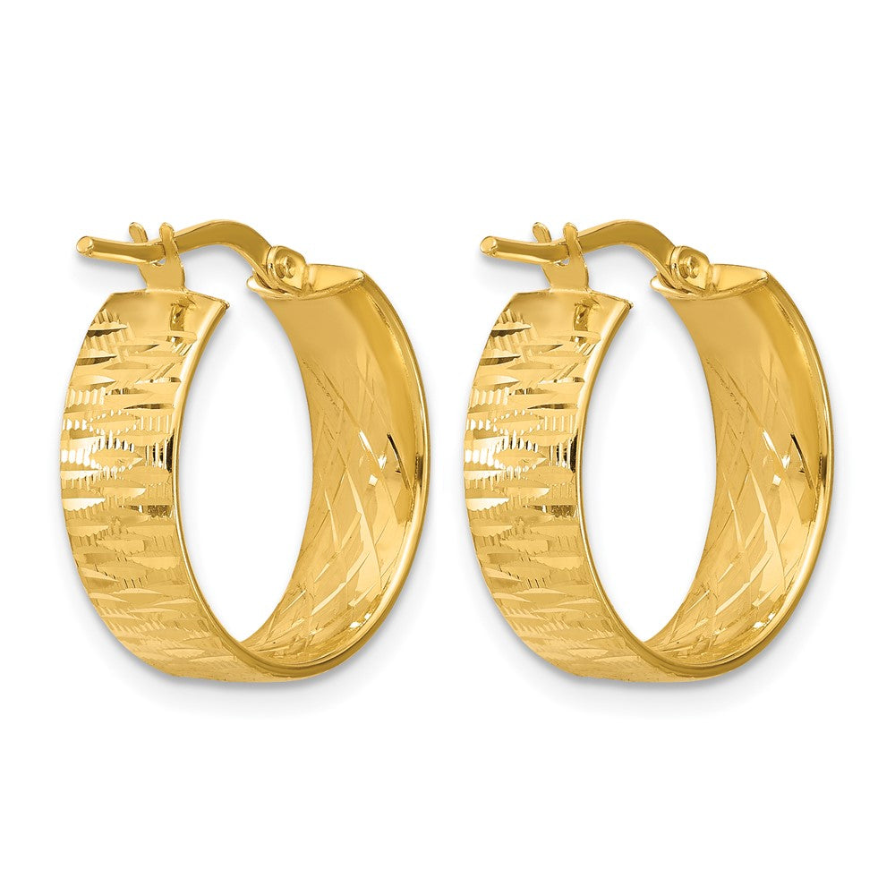 Polished and Diamond-cut Round Hoop Earrings - 6mm