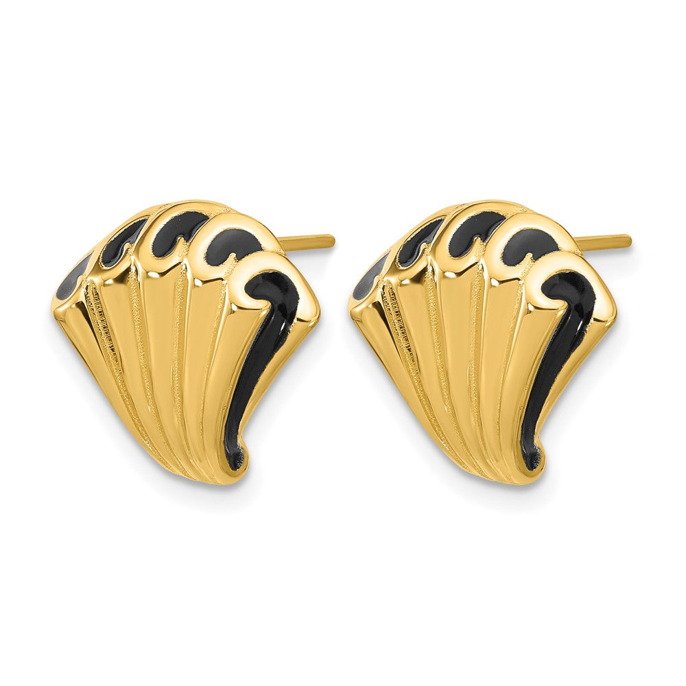 Black Enamel Polished Fancy Post Earrings