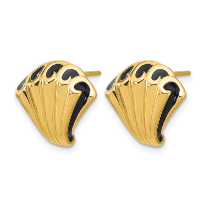 Black Enamel Polished Fancy Post Earrings
