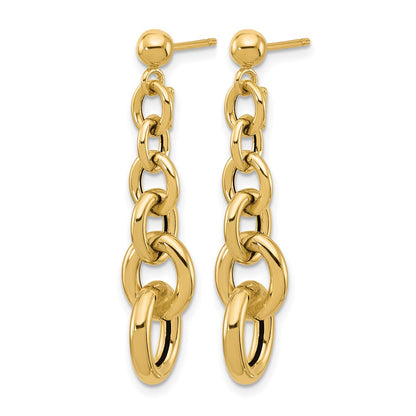 Polished Fancy Circle Link Dangle Post Earrings - 8mm