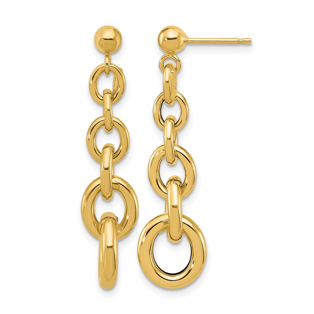 Polished Fancy Circle Link Dangle Post Earrings - 8mm