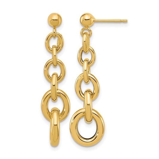 Polished Fancy Circle Link Dangle Post Earrings - 8mm