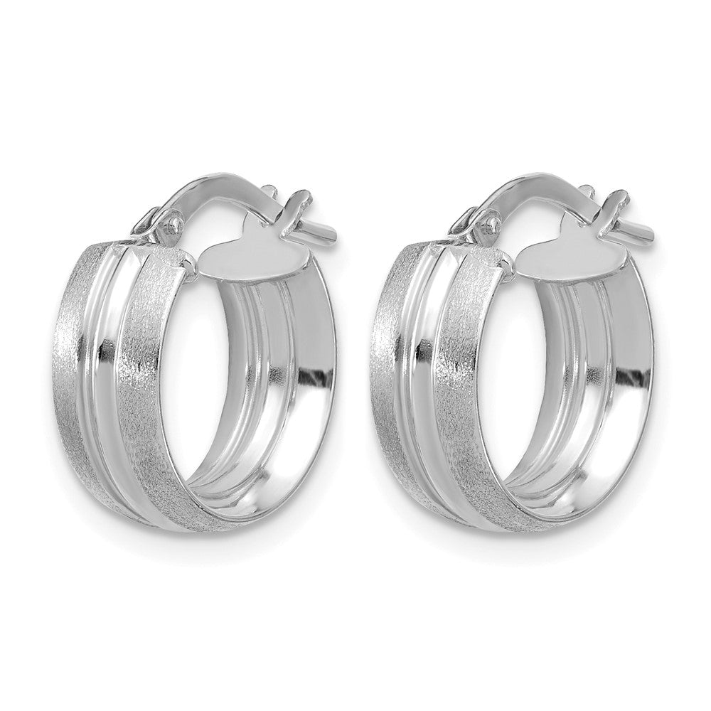 Polished and Satin Round Hoop Earrings - 1.53g