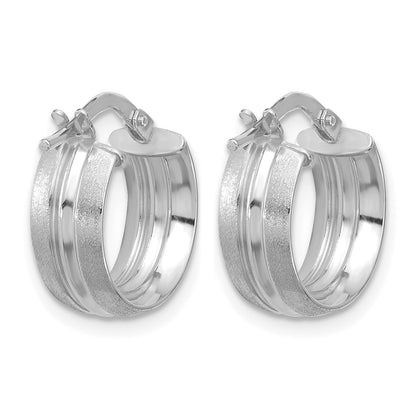 Polished and Satin Round Hoop Earrings - 1.53g