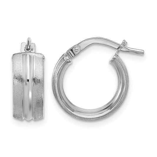 Polished and Satin Round Hoop Earrings - 1.53g
