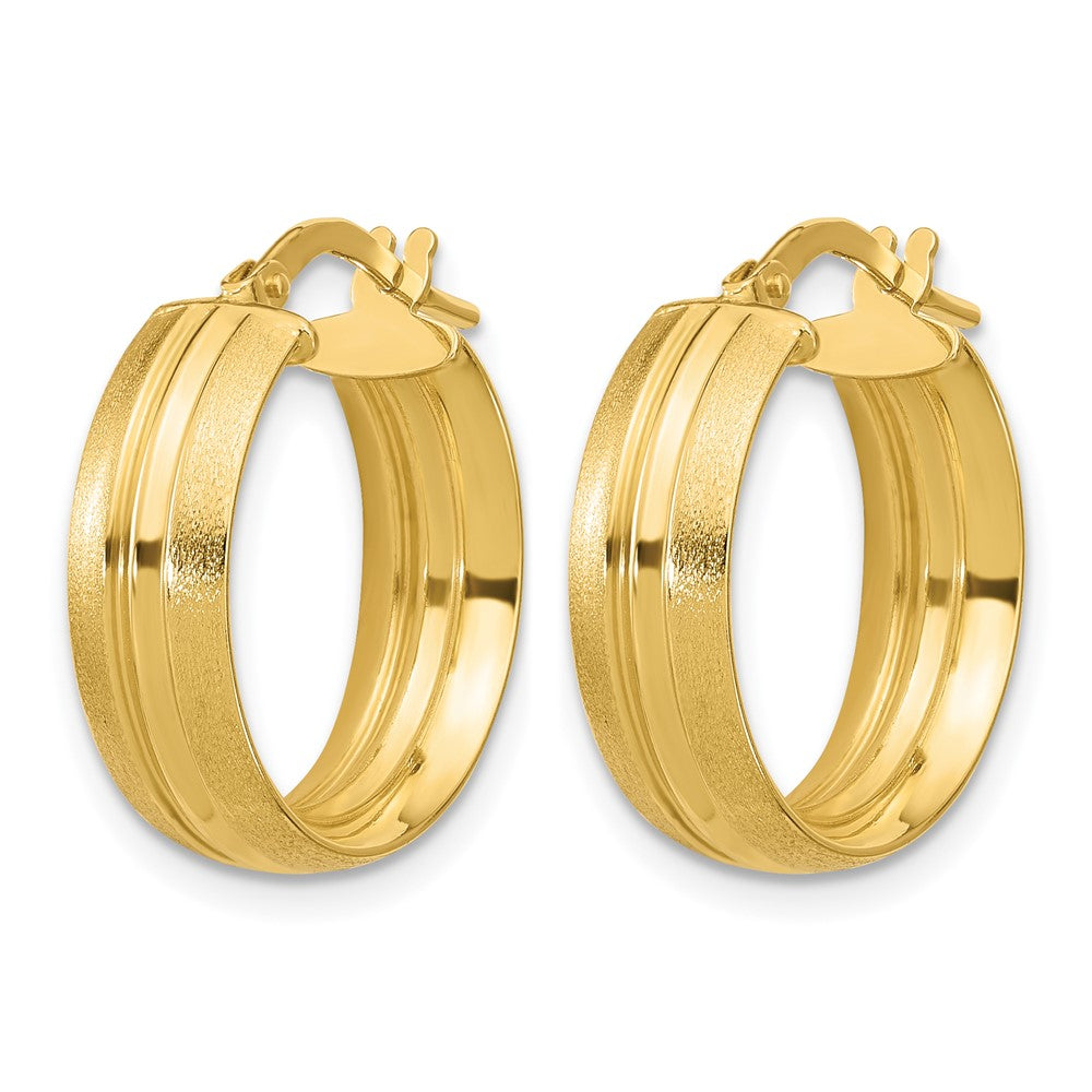 Polished and Satin Round Hoop Earrings - 1.93g