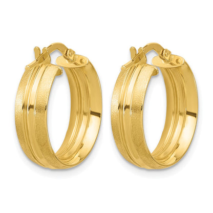 Polished and Satin Round Hoop Earrings - 1.93g