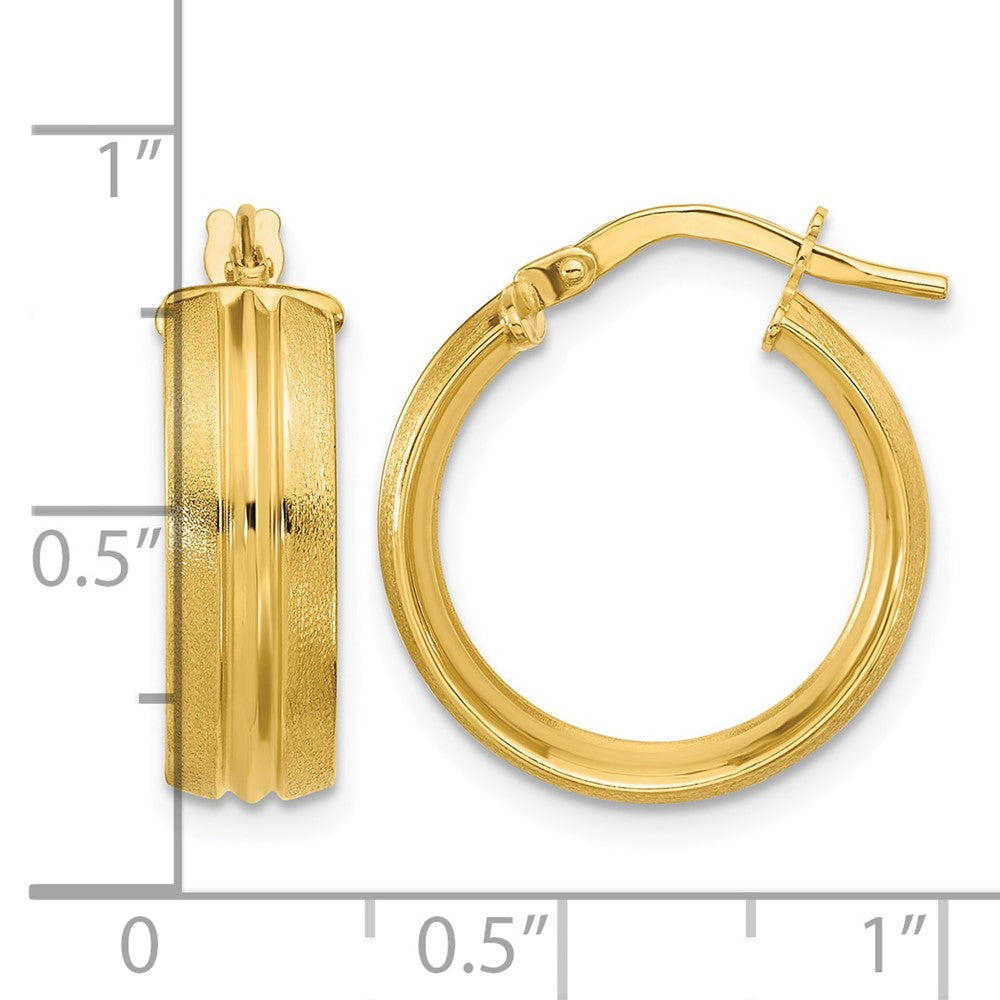 Polished and Satin Round Hoop Earrings - 1.93g