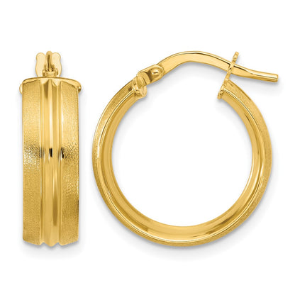 Polished and Satin Round Hoop Earrings - 1.93g