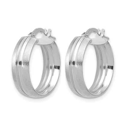 Polished and Satin Round Hoop Earrings - 1.93g