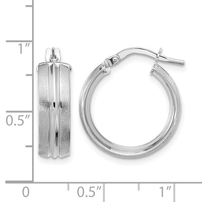 Polished and Satin Round Hoop Earrings - 1.93g