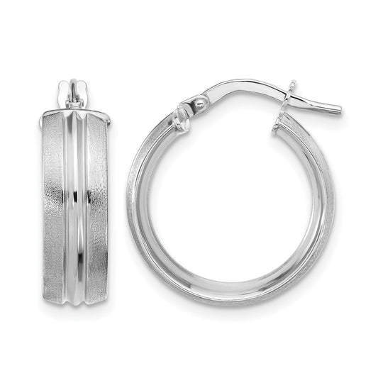Polished and Satin Round Hoop Earrings - 1.93g