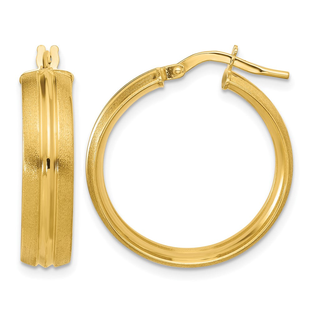 Polished and Satin Round Hoop Earrings - 2.44-2.46g
