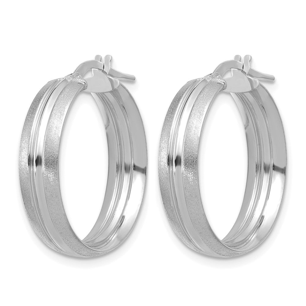 Polished and Satin Round Hoop Earrings - 2.44-2.46g