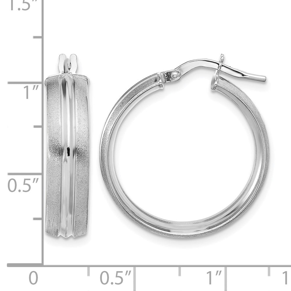 Polished and Satin Round Hoop Earrings - 2.44-2.46g