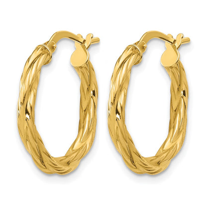 Polished Twisted Round Hoop Earrings - 1.29g