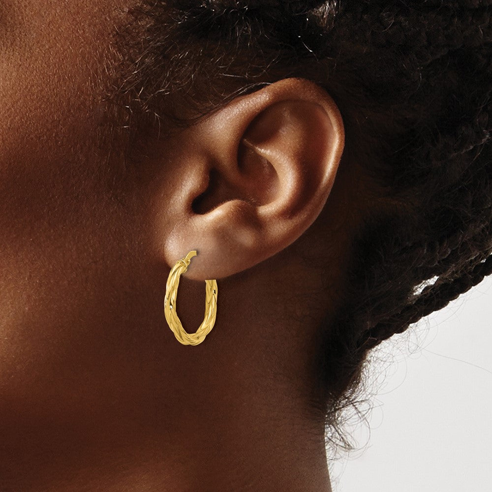 Polished Twisted Round Hoop Earrings - 1.29g