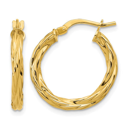 Polished Twisted Round Hoop Earrings - 1.29g
