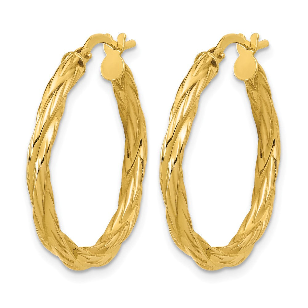 Polished Twisted Round Hoop Earrings - 1.55g