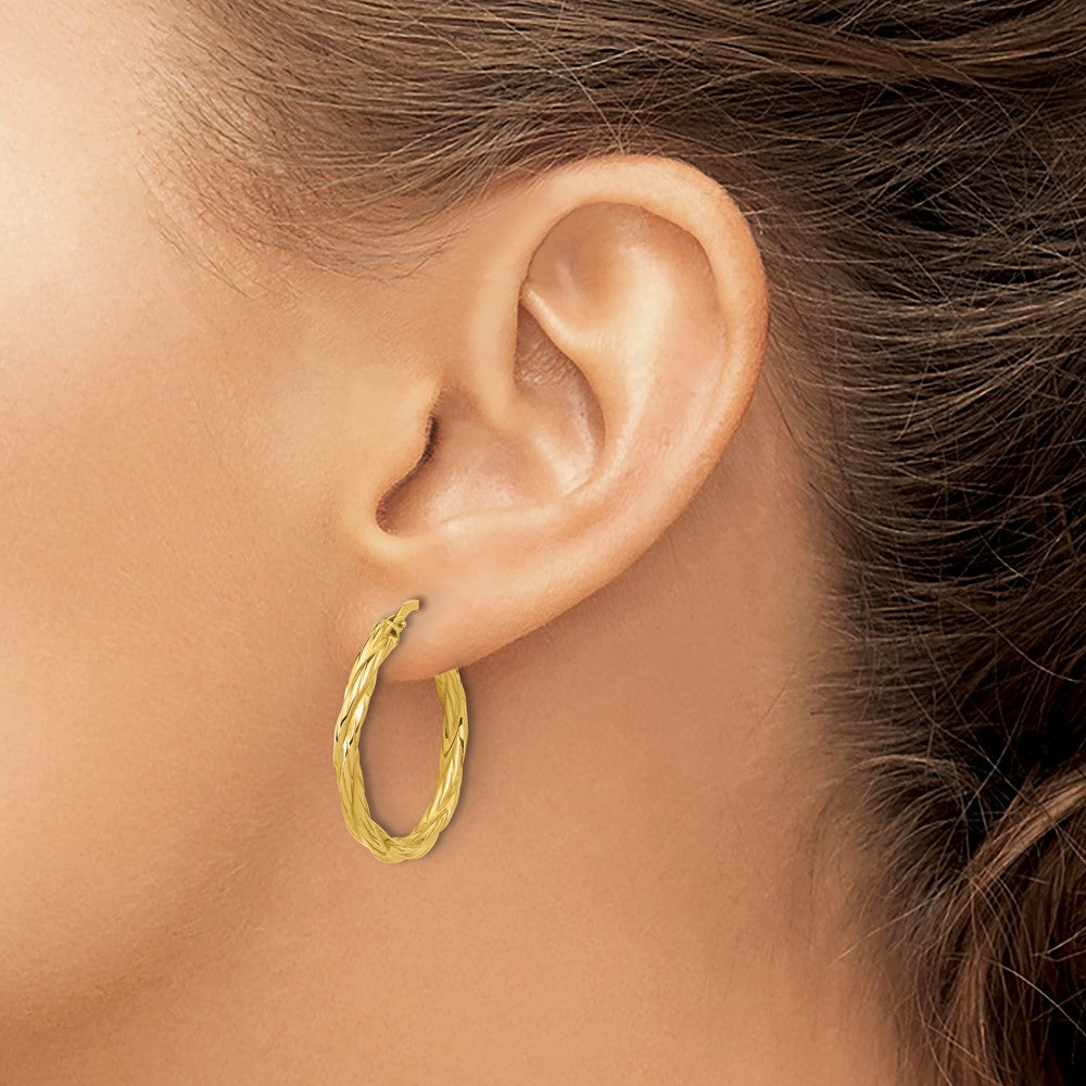 Polished Twisted Round Hoop Earrings - 1.55g