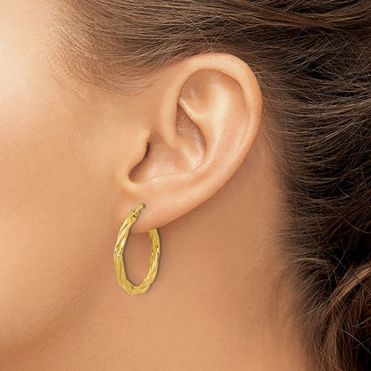 Polished Twisted Round Hoop Earrings - 1.55g