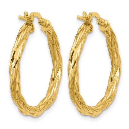 Polished Twisted Round Hoop Earrings - 1.55g