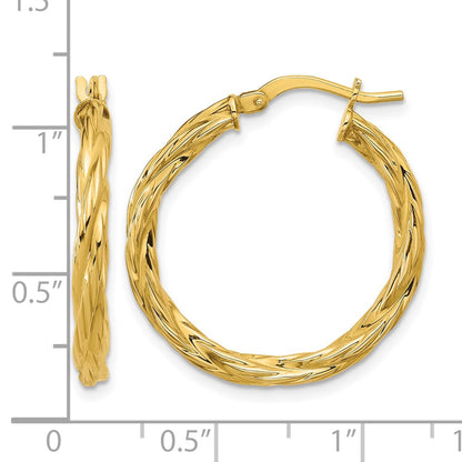 Polished Twisted Round Hoop Earrings - 1.55g