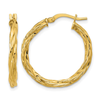 Polished Twisted Round Hoop Earrings - 1.55g