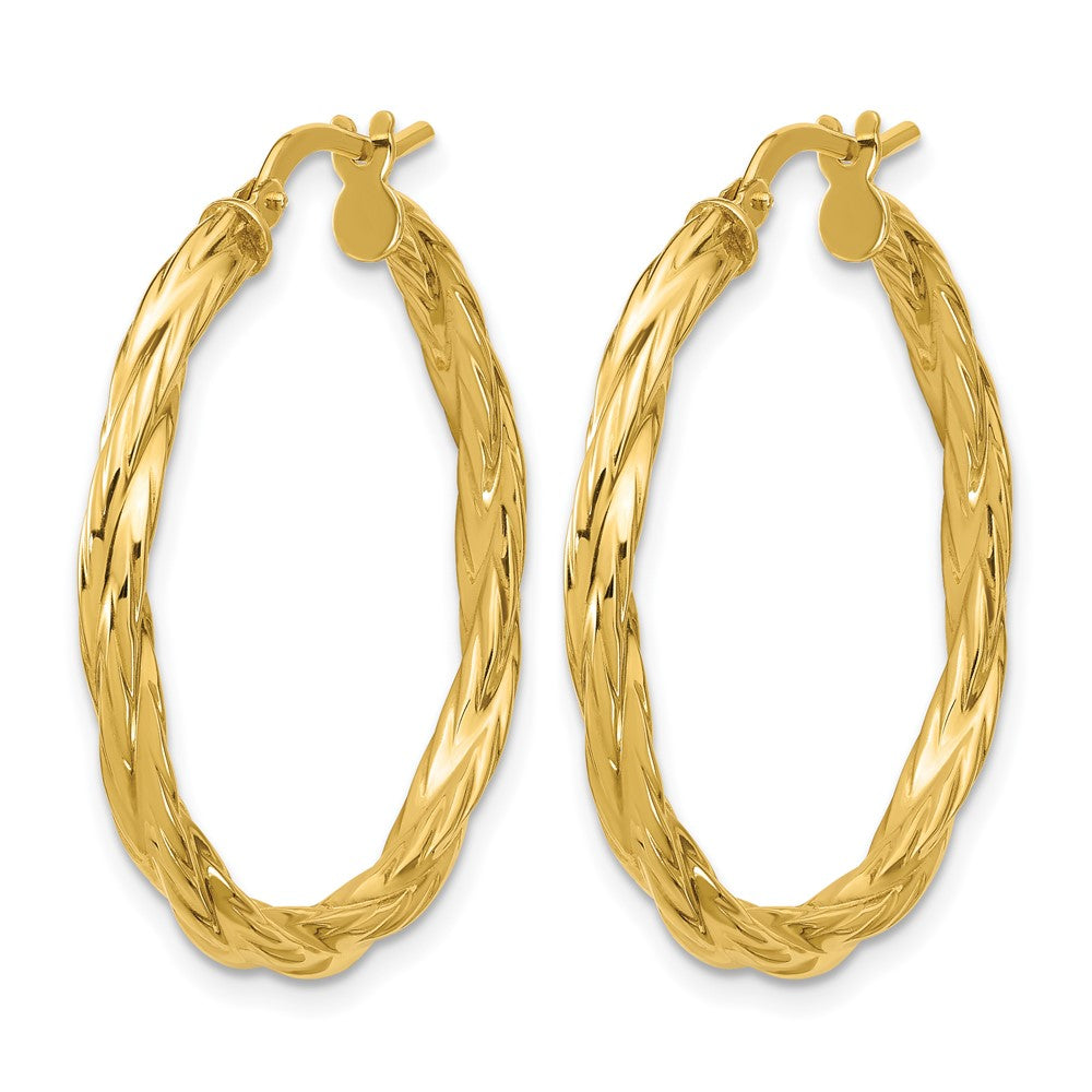 Polished Twisted Round Hoop Earrings - 2.75mm, 1.94g