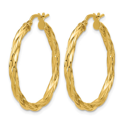 Polished Twisted Round Hoop Earrings - 2.75mm, 1.94g