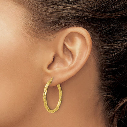 Polished Twisted Round Hoop Earrings - 2.75mm, 1.94g
