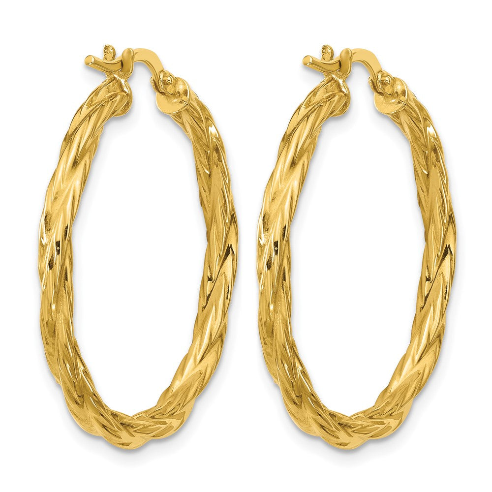 Polished Twisted Round Hoop Earrings - 2.75mm, 1.94g
