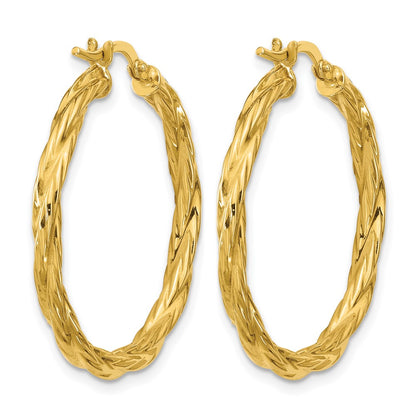 Polished Twisted Round Hoop Earrings - 2.75mm, 1.94g
