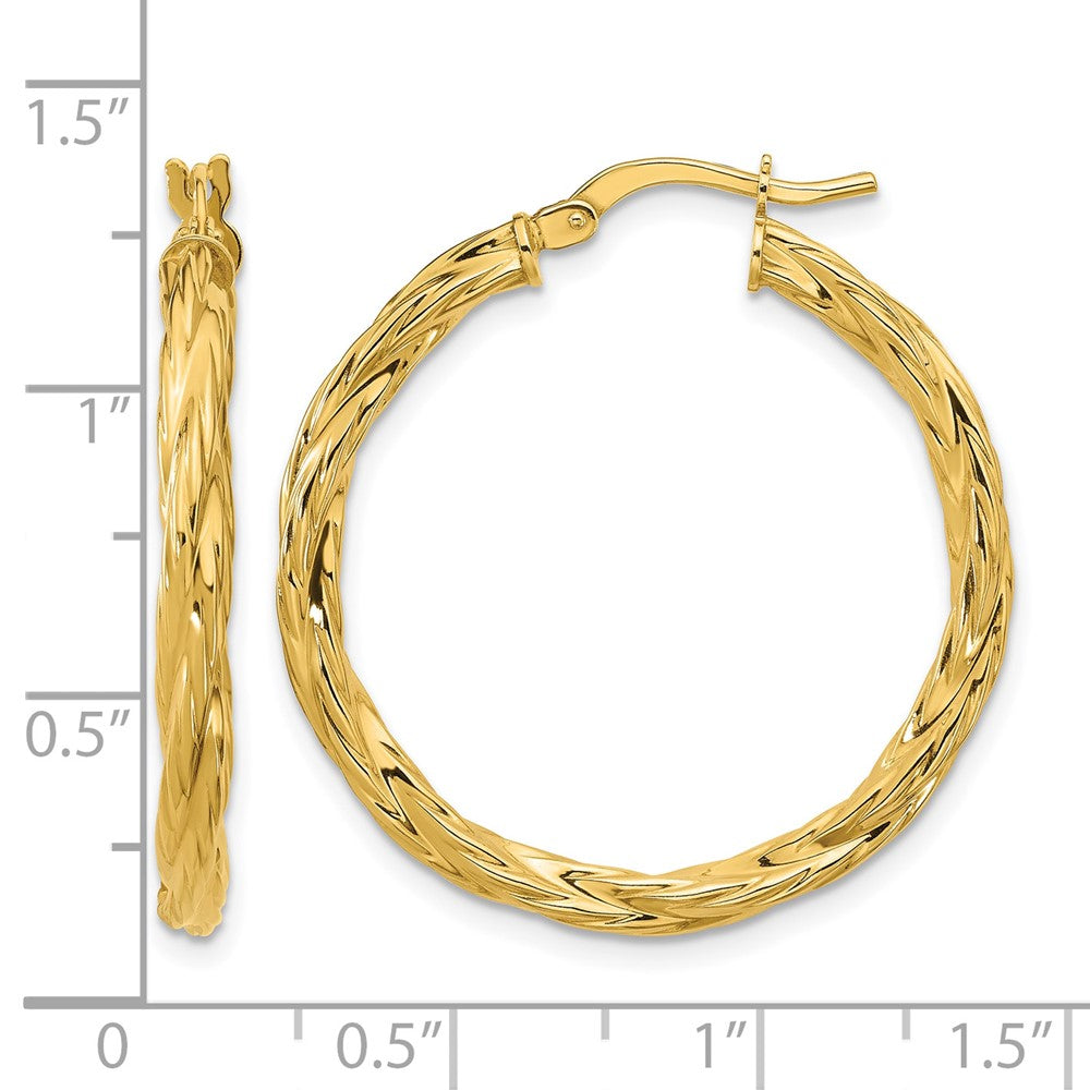 Polished Twisted Round Hoop Earrings - 2.75mm, 1.94g