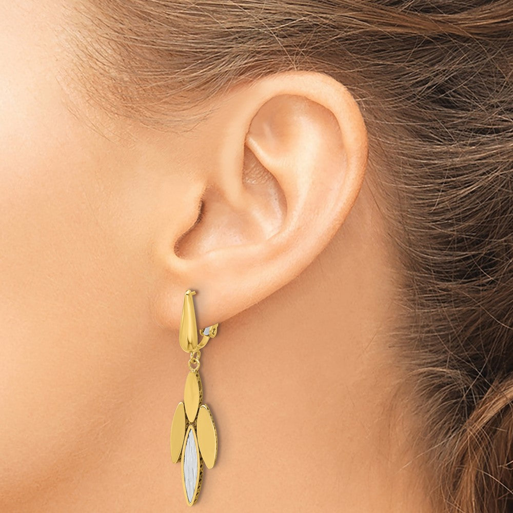 Polish/Dia-cut Fancy Dangle Omega Earrings
