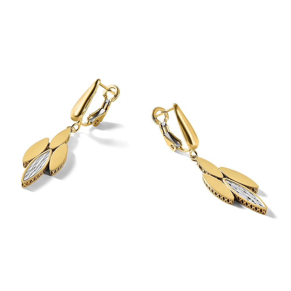 Polish/Dia-cut Fancy Dangle Omega Earrings